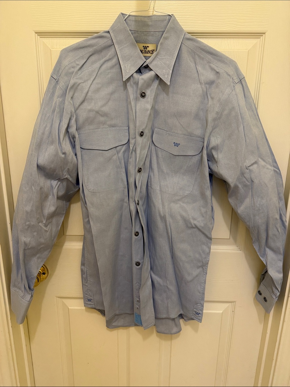 Wrangler Men's Light Blue Long Sleeve Dress Shirt